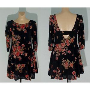 Free People Beautiful Black Floral Open Back Keyhole Dress Woman S Nordstrom